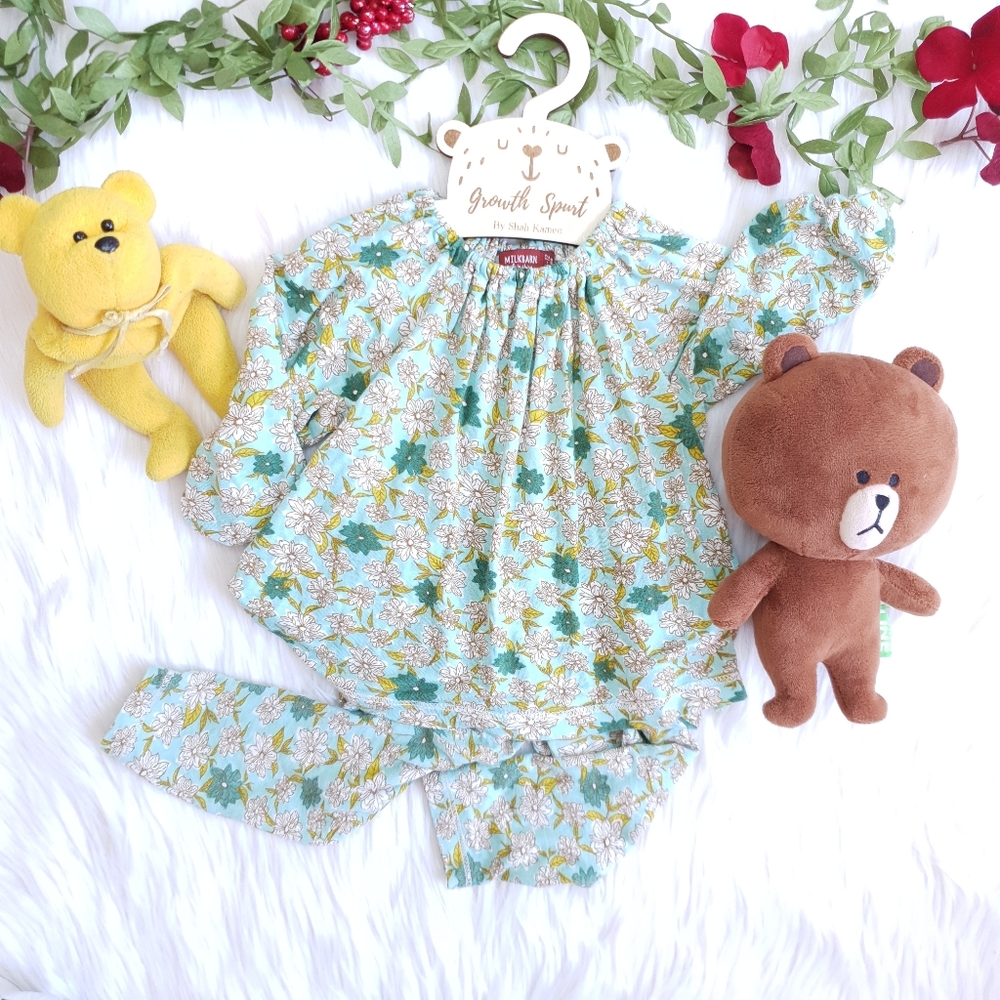 MILKBARN Baby Girl Matching Set PJ Floral 6-12M